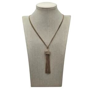 Gold Tone Crystal Tassel Pendant long Necklace New York & Company